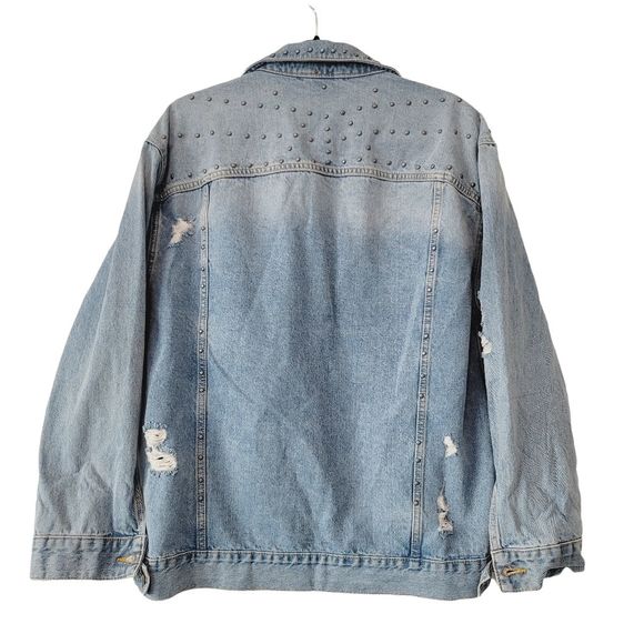 Free People Distressed Stud Denim Jacket - Picture 2 of 12